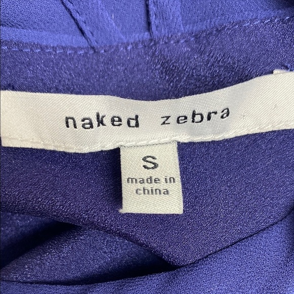 Naked Zebra Dress Mini Spaghetti Straps Deep V Front and Back Royal Blue Small - Picture 2 of 10